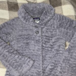 Patagonia Girls Large Pelage Grey faux-fur fleece jacket